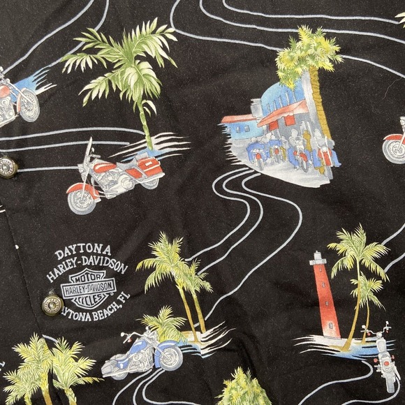 Harley Davidson Shirt men's XL Hawaiian Button Up Short Sleeve Summer Casual - Picture 7 of 13
